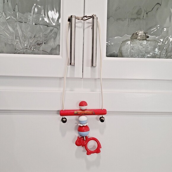 Bakelite Rattle Elephant Toy Crib Pram Circus Alan Jay Plastics Red Blue Vintage - Picture 4 of 16